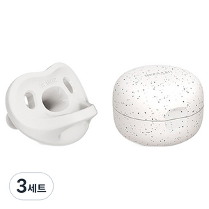 모윰 올 실리콘 마카롱 노리개젖꼭지 + 전용 케이스, 3단계(6개월이상), 화이트, 3세트