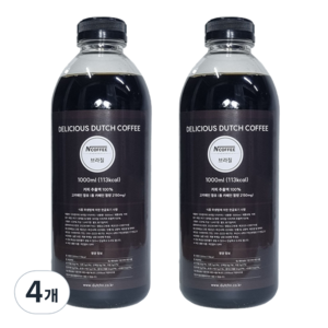 엔커피 콜드브루 브라질 더치커피, 1L, 4개, 1개입