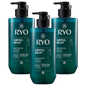 려 청아 딥 클렌징 앤 쿨링 탈모증상완화 샴푸 시트러스향, 480ml, 3개