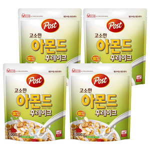 포스트 고소한 아몬드 후레이크 시리얼, 1kg, 4개