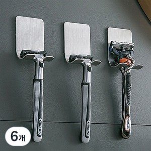 무식이네 3M 강력부착 스텐 304 면도기 거치대, 실버, 6개