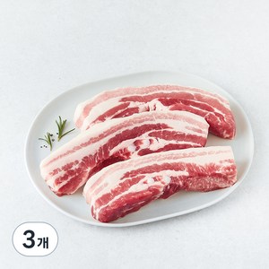 보리 먹인 돼지 캐나다산 삼겹살 에어프라이어용 (냉장), 1kg, 3개