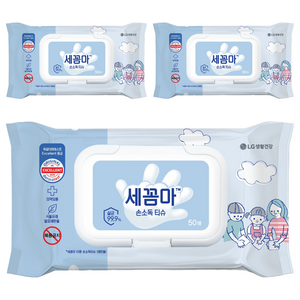 세균아꼼짝마 손소독 티슈 캡형, 50매, 3개