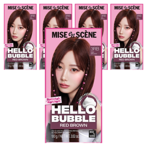 미쟝센 뉴 헬로버블 염모제 100g, 3RB 레드브라운, 5개