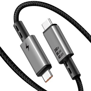 홈플래닛 C타입-C타입 USB4.0 8K 썬더볼트4 호환 240W 40Gbps 고속충전 데이터 케이블, 블랙, 1개, 2m