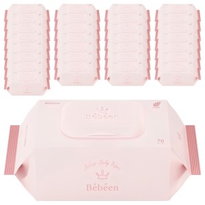 Bebeen 로즈 골드 유아물티슈 캡형, 75g, 70매, 60개
