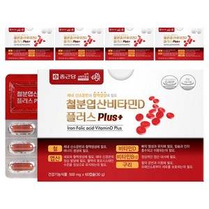 종근당 철분 엽산 비타민D 플러스, 60정, 5개