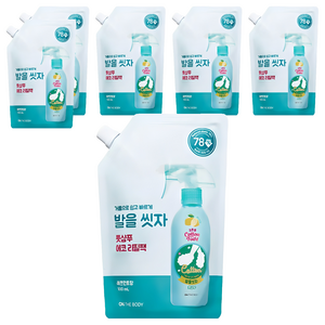 온더바디 코튼풋 발을 씻자 풋샴푸 레몬민트향 에코 리필팩, 1개입, 6개, 500ml