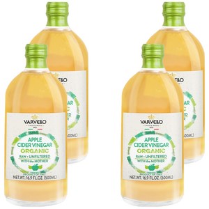 발베로 유기농 애플 사이다 비네거, 500ml, 4개