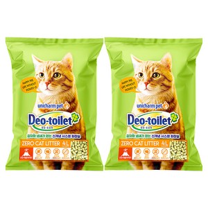 유니참데오토일렛 사막화방지 고양이 모래, 4L, 2개, 무향