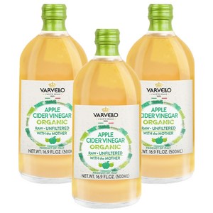 발베로 유기농 애플 사이다 비네거, 500ml, 3개