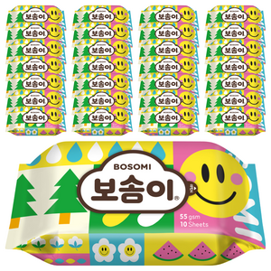보솜이 펀앤플레이 라이트 물티슈 휴대용, 55g, 10매, 20개