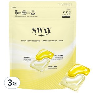 스웨이 식기세척기 액체 캡슐 세제 레몬향 55입, 440g, 3개