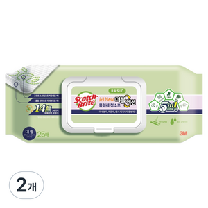 스카치브라이트 올뉴 베이직 더블액션 물걸레 청소포 25p, 2개