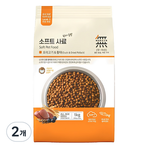 무마진 강아지 전연령용 소프트사료, 오리+황태, 1kg, 2개