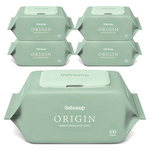 베베숲 오리진 물티슈 캡형, 50g, 100매, 5개