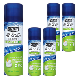 쉬크 쉐이브가드 센서티브 라임 쉐이빙 폼, 220ml, 5개