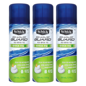 쉬크 쉐이브 가드 센서티브 라임 쉐이빙폼, 220ml, 3개