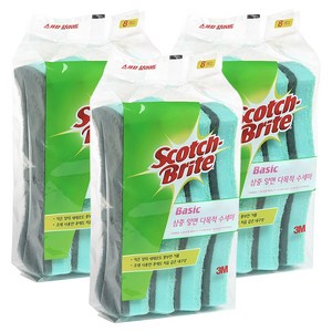 스카치브라이트 베이직 삼중양면 다목적 수세미, 8개입, 3개
