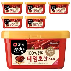 청정원순창 100% 현미 태양초 찰고추장, 2kg, 6개