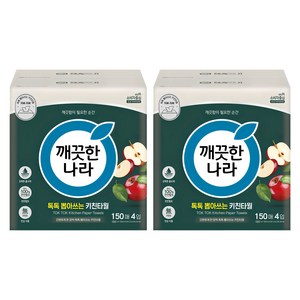 깨끗한나라 톡톡 뽑아쓰는 키친타월, 4개입, 2개