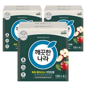 깨끗한나라 톡톡 뽑아쓰는 천연펄프 키친타올, 150매, 12개