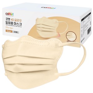 코멧 날카롭고 각진 얼굴형을 보완 해주는 4D 글로우 일회용 마스크 개별포장 중형, 1개입, 25개, 베이지