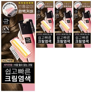 미쟝센 올뉴 쉽고빠른 크림염색제 80g, 5N내추럴브라운, 4개