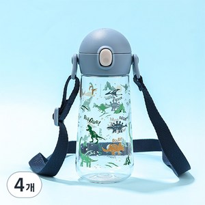 릴팡 더보틀 원터치 어깨끈 트라이탄 물통, 다이노, 470ml, 4개