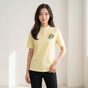크로커다일 레이디 여성용 컬러풀 시즌 프린트 반오픈 티셔츠 CLDM-TS212 골드박스 특가