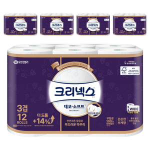 크리넥스 데코 앤 소프트 화장지 3겹, 35m, 12개입, 5개