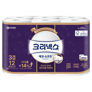 크리넥스 3겹 데코 앤 소프트 화장지, 35m, 12개입, 1개