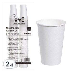 늘푸른 고평량 무인쇄 종이컵 440ml, 2개, 100개입