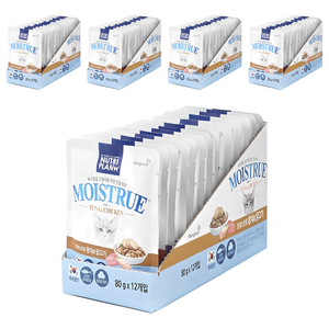 동원뉴트리플랜 고양이 모이스트루 습식 간식, 혼합맛(참치/닭고기), 80g, 60개