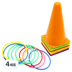 스투피드 비에이비오 고리 던지기 파티 게임 스포츠 콘 6p + 컬러 링 10p 세트, 랜덤발송, 4세트