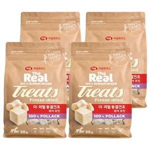 하림펫푸드더리얼 강아지 동결건조 북어 트릿, 북어맛, 30g, 4개