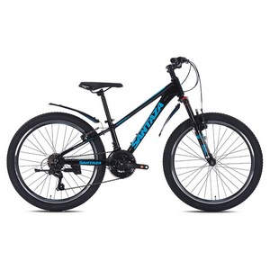 산타자 크라이저2.1V 24 MTB 알루미늄 림 브레이크 13.5kg 신장 135~155cm 방문설치, 매트블랙 + 블루, 60.9cm(24인치)