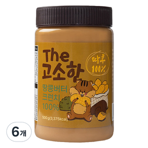 이엔푸드 더 고소한 땅콩버터 크런치 100%, 500g, 6개