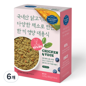 원더푸드 전연령 강아지 한 끼 영양 대용식 사료 4p, 닭, 320g, 6개