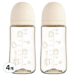 유비맘 시그니처 노꼭지 젖병 트윈팩, 뇽뇽이(베이지), 4개, 280ml