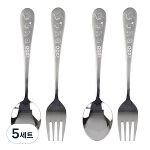 아동용 아이쥬 스텐 스푼 포크 세트, 스푼(2p) + 포크(2p), 5세트