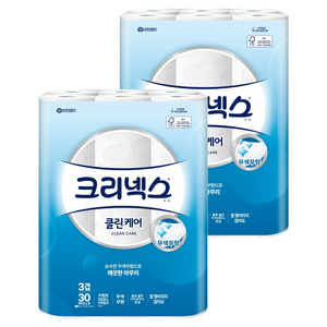 크리넥스 클린케어 3겹 30M, 30개입, 2개