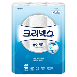 크리넥스 클린케어 3겹 천연펄프 롤화장지, 30m, 30개입, 1개