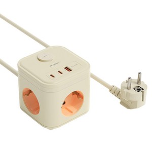 무아스 마카롱 USB 고용량 큐브 멀티탭 3구 MPSC1, 1.5m, 네온오렌지, 1개