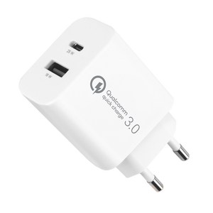 모잇 25W 퀄컴 QC3.0 인증 2포트 초고속충전기, 화이트, 1개
