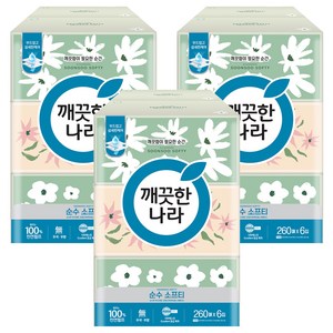 깨끗한나라 순수 소프티 천연펄프 미용티슈 2겹, 260매, 18개