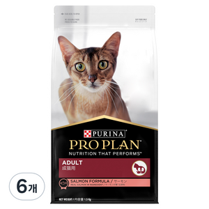 프로플랜 어덜트 고양이 건식사료, 연어, 1.5kg, 6개