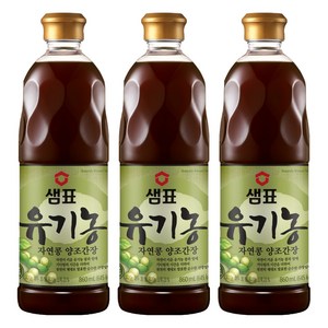 샘표 유기농 자연콩 양조간장, 860ml, 3개