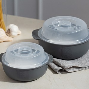 코멧 전자레인지 찜기 세트 그레이 550ml+1200ml, 1세트