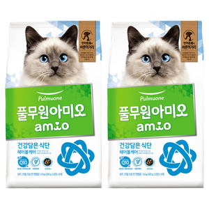 풀무원아미오 고양이 건강담은 식단 기능성 사료, 헤어볼, 1.8kg, 2개